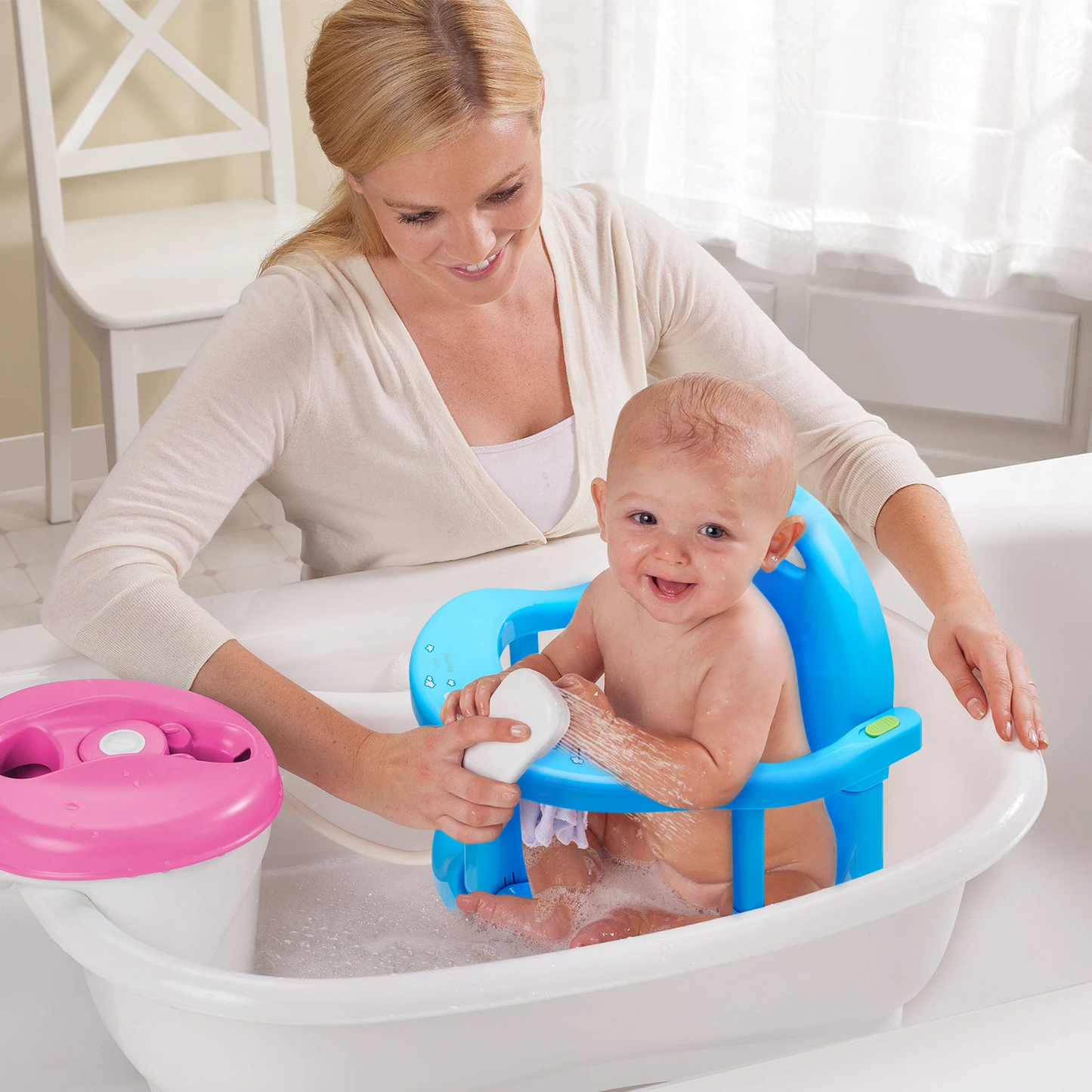 Newborn baby bath stool with suction cup anti slip fall baby hug type bath chair, children's bathroom stool