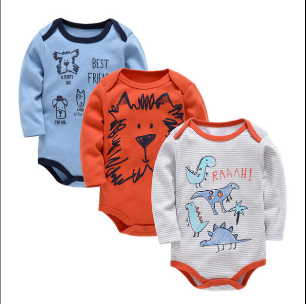 Baby Boys Girls Bodysuit Long Sleeve 100% Cotton