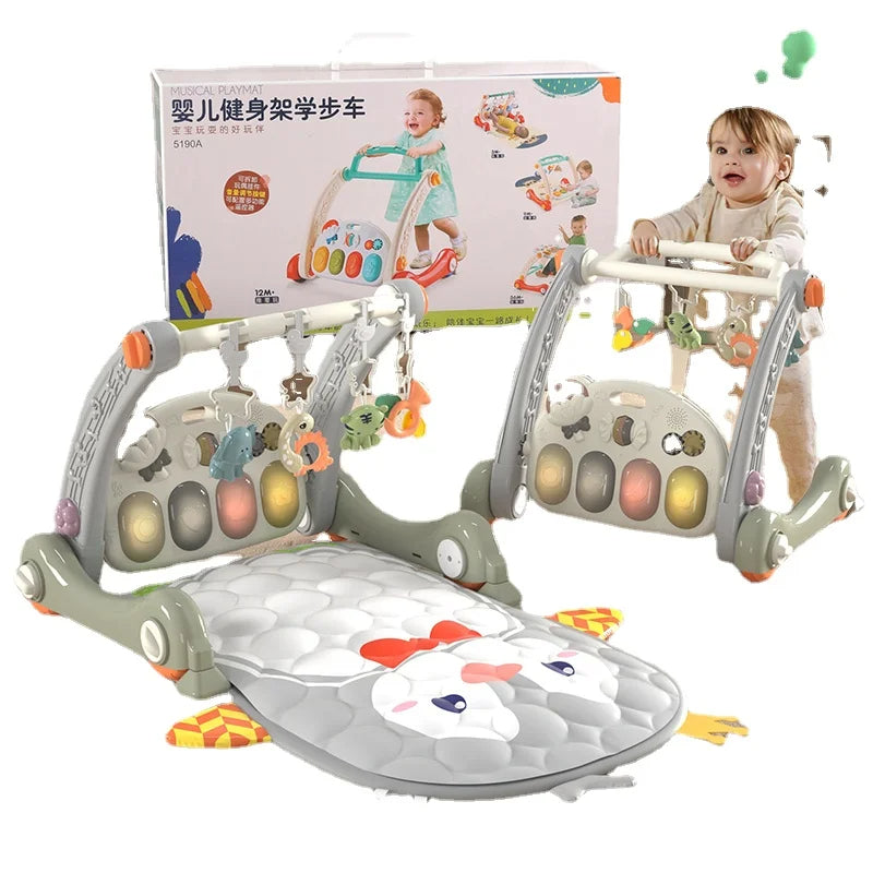 Kids Toys Hobbies Mat 4 IN 1 Baby Walker Gym Training Foldable Musical Paly Mats with Piano and Light